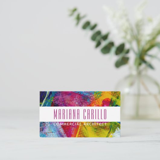 水彩パーソナライズされた抽象芸術 名刺 (スタンド正面)