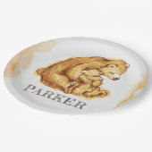 水彩パーソナライズされた熊 ペーパープレート (アングル)