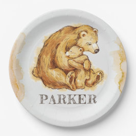 水彩パーソナライズされた熊 ペーパープレート
