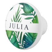 水彩パーソナライズされた熱帯葉 セラミックノブ (右)