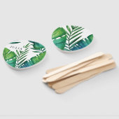 水彩パーソナライズされた熱帯葉 ハンドファン (組立なし)