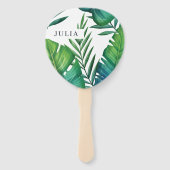 水彩パーソナライズされた熱帯葉 ハンドファン (正面)