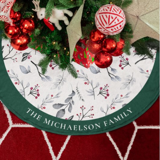 水彩パーソナライズされた葉 ブラッシュドポリエステルツリースカート