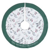 水彩パーソナライズされた葉 ブラッシュドポリエステルツリースカート (正面)