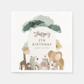 水彩パーティー動物フォトバースデーパーティー スタンダードカクテルナプキン (正面)