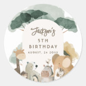 水彩パーティー動物フォトバースデーパーティー ラウンドシール (正面)