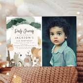 水彩パーティー動物フォトバースデーパーティー 招待状