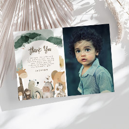 水彩パーティー 動物の写真 誕生日パーティー サンキューカード