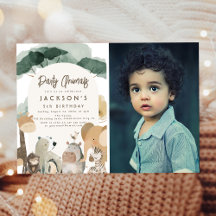 水彩パーティー 動物の写真 誕生日パーティー