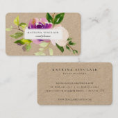 水彩パープエレガントルカシスフローラクラフト 名刺 (正面/裏面)