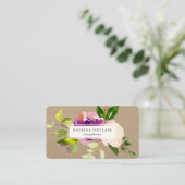 水彩パープエレガントルカシスフローラクラフト 名刺 (スタンド正面)