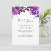 水彩パープルおよび薄紫フローラブライダルシャワー 招待状 (スタンド正面)