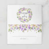 水彩パープルとクリームフローラ結婚ズ プレイスカード (外部開封)