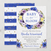 水彩パープルとクリームリースベビーシャワー 招待状 (正面/裏面)