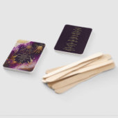 水彩パープルとゴールドの花のウェディングプログラム ハンドファン (組立なし)