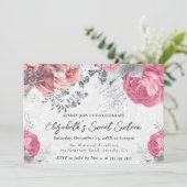 水彩パープルとシルバーのバラSweet sixteen 招待状 (スタンド正面)