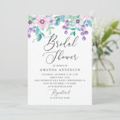 水彩パープルとピンクのフローラブライダルシャワー 招待状 (スタンド正面)