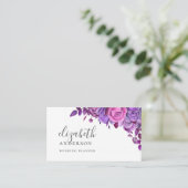 水彩パープルとピンクのフローラプロフェッショナル 名刺 (スタンド正面)