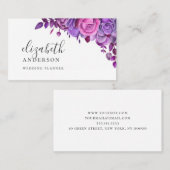 水彩パープルとピンクのフローラプロフェッショナル 名刺 (正面/裏面)