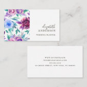 水彩パープルとブルーのフローラプロフェッショナル 名刺 (正面/裏面)