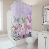 水彩パープルとメイブの花 シャワーカーテン (インサイチュ)