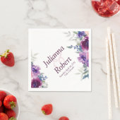 水彩パープルとメイブフローラナプキン スタンダードカクテルナプキン (インサイチュ)