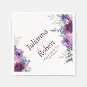 水彩パープルとメイブフローラナプキン スタンダードカクテルナプキン (正面)