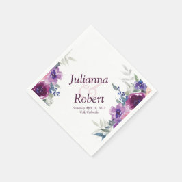 水彩パープルとメイブフローラナプキン スタンダードカクテルナプキン