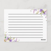 水彩パープルと桃のフローラレシピカード ポストカード (裏面)