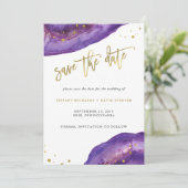 水彩パープルと金ゴールドグード日付を保存 セーブザデート (スタンド正面)