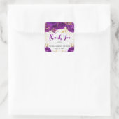 水彩パープルと金ゴールド花甘16 スクエアシール (バッグ)