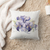 水彩パープルアイリスブーケ クッション (ブランケット)