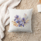 水彩パープルアイリスブーケ クッション (ブランケット)