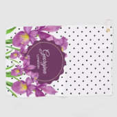 水彩パープルアイリス白黒水玉模様 ゴルフタオル (横)