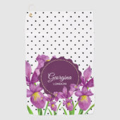 水彩パープルアイリス白黒水玉模様 ゴルフタオル (正面)