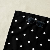 水彩パープルアイリス白黒水玉模様 ビーチタオル (インサイチュ)