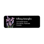 水彩パープルアイリス白黒水玉模様 ラベル (正面)