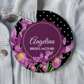 水彩パープルアイリス白黒水玉模様 缶バッジ (インサイチュ)