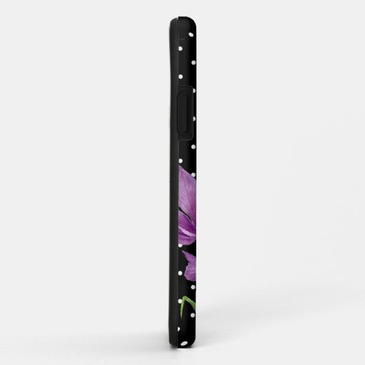 水彩パープルアイリス白黒水玉模様 Case-Mate iPhoneケース (裏面/右)