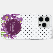 水彩パープルアイリス白黒水玉模様 Case-Mate iPhoneケース (裏面 (横))