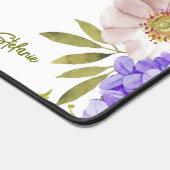 水彩パープルアジサイフローラ パーソナライズされた デスクマット (コーナー)