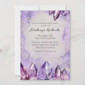 水彩パープルアメジストクリスタル 招待状 (正面)
