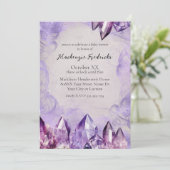 水彩パープルアメジストクリスタル 招待状 (スタンド正面)