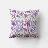 水彩パープルアヤメ花柄スロー枕 クッション (裏面)