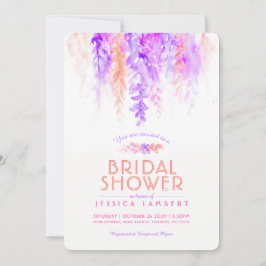 水彩パープルオレンジブライダルシャワー招待状 招待状