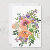 水彩パープルオレンジ結婚フローラのオールインワン 招待状 (裏面)