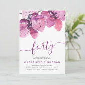 水彩パープルオーキッド 40歳の誕生日パーティー 招待状 (スタンド正面)