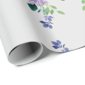 水彩パープルガーデンフラワーズフローラアート ラッピングペーパー (ロールコーナー)