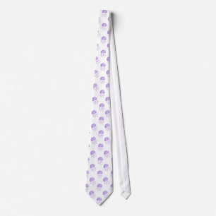 水彩パープルクラゲビーチデザイン ネクタイ