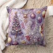 水彩パープルクリスマスモチーフ クッション (ブランケット)